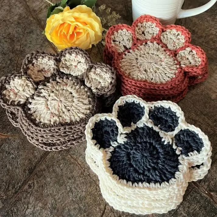 Cat's Paw Crochet Cup Mats